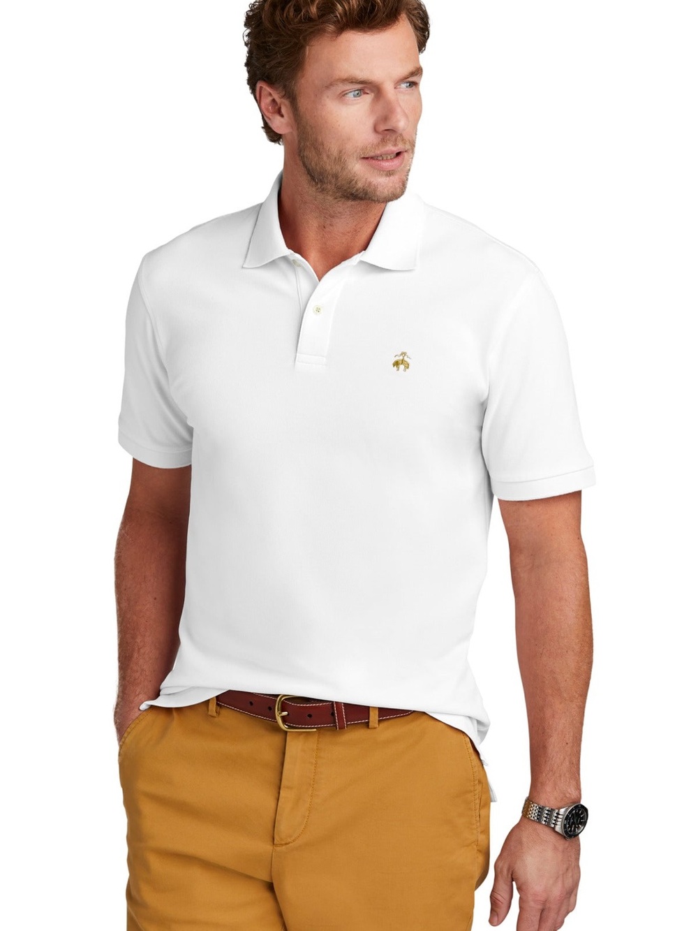 Brooks Brothers White Performance Polo Slim Fit